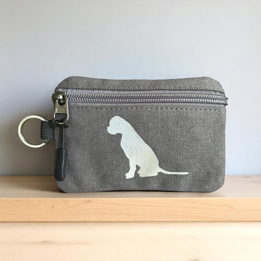 CANVAS BOXER DOG COIN PURSE ~ GREY