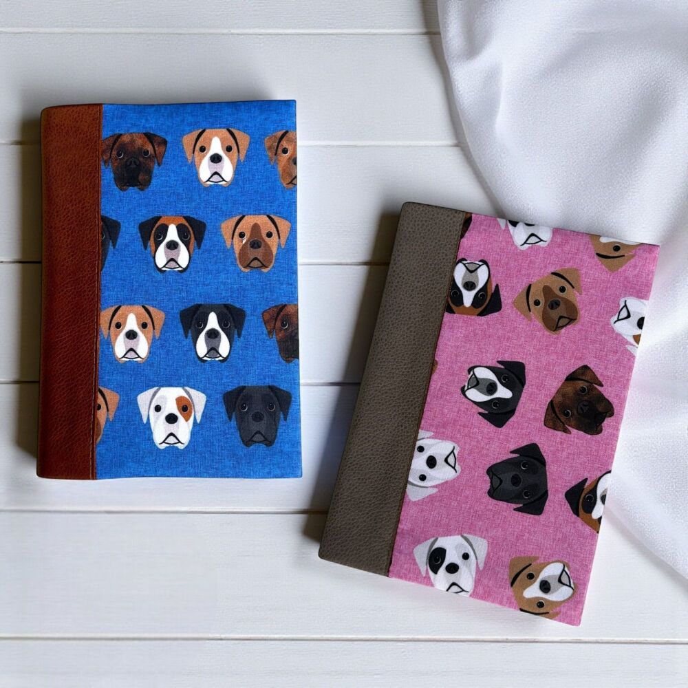 A5 FABRIC COVERED BOXER DOG DIARY