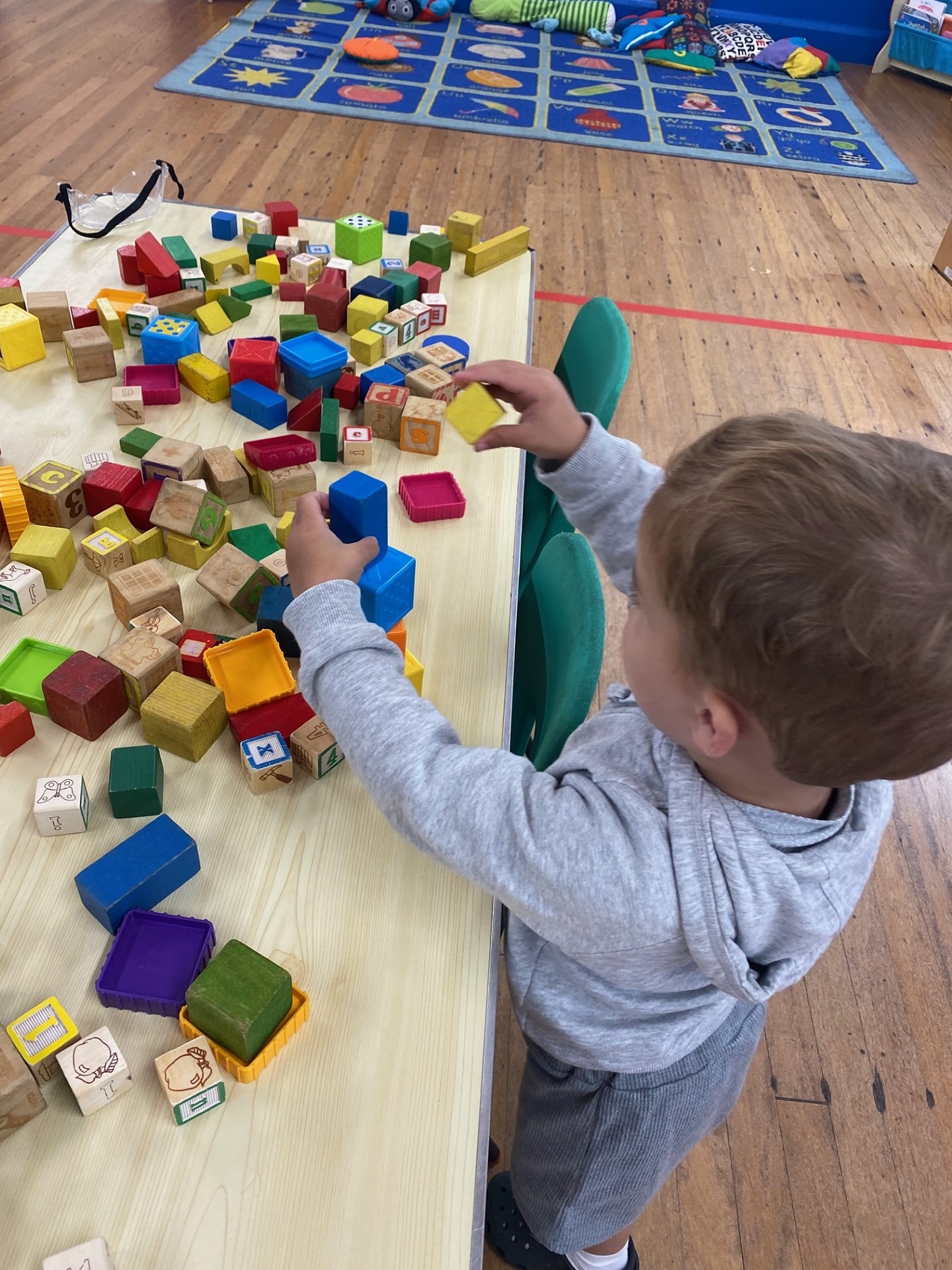 boy building blocks