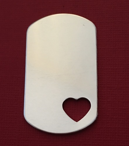 Dog Tag with Small Heart Cut Out 1.2mm NEW STYLE