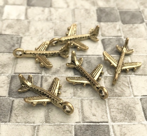 Aeroplane Charms Gold Tone