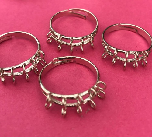 Pack of 4 Champagne Gold Plated 10 Hole Bling Ring Blanks
