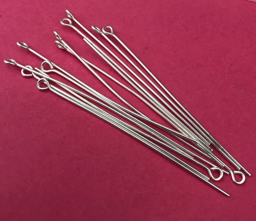 Pack of 100 Silver Plated 50mm Eyepins