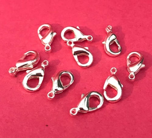10 Pack Silver Plated 9mm Lobster Claw Clasps