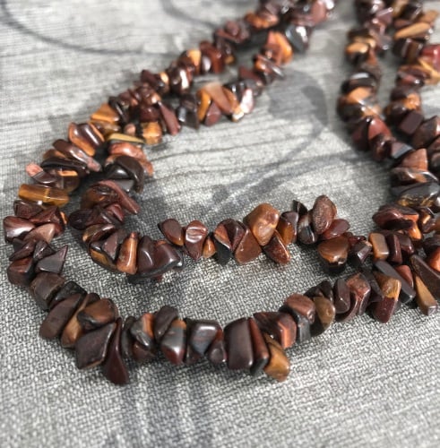 Red Tigers Eye Chip Nugget Beads