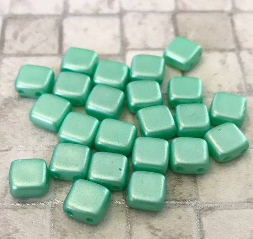 Pastel Light Green CzechMates Tile Beads 25 Pack