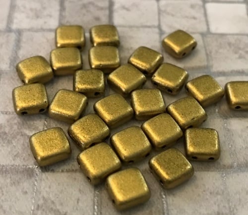 Matte Metallic Aztec CzechMates Tile Beads 25 Pack