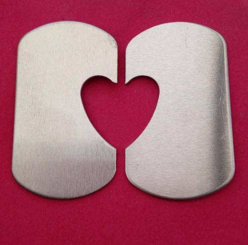 Dog Tag Blanks with 22mm Heart Cut Out
