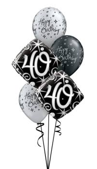 40th balloon black silver