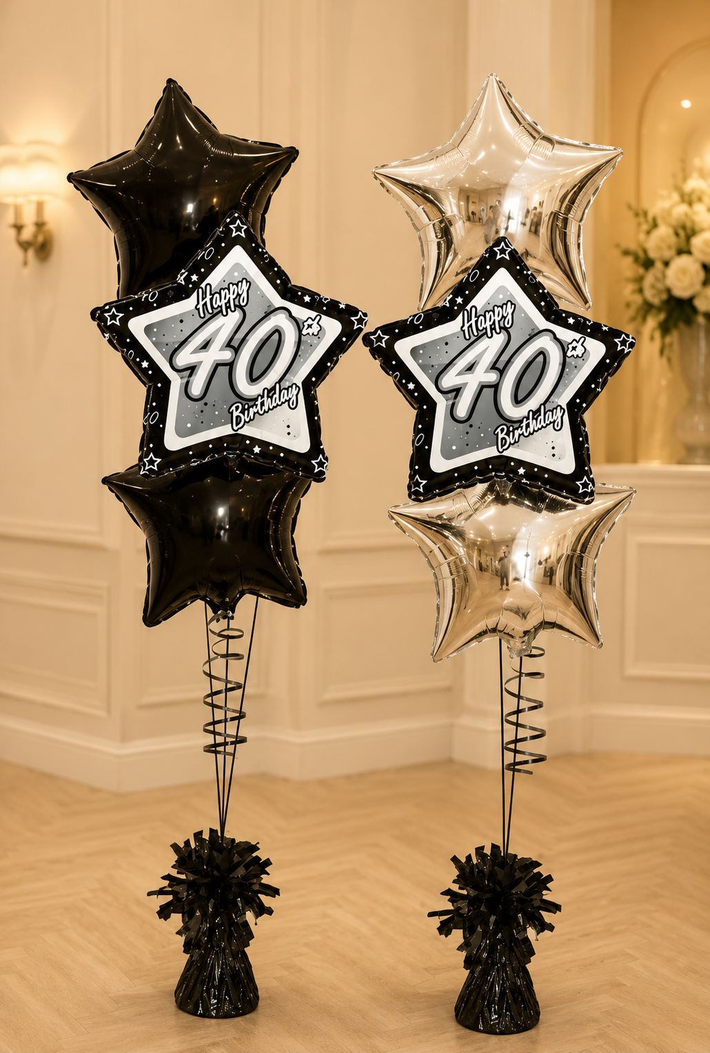 age 40 foil balloon dispaly £12.00
