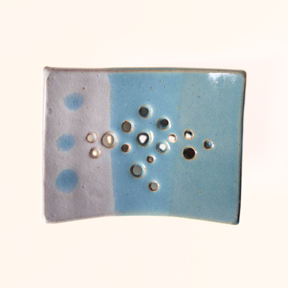 Soap Dish - Blue Stripe & Dots