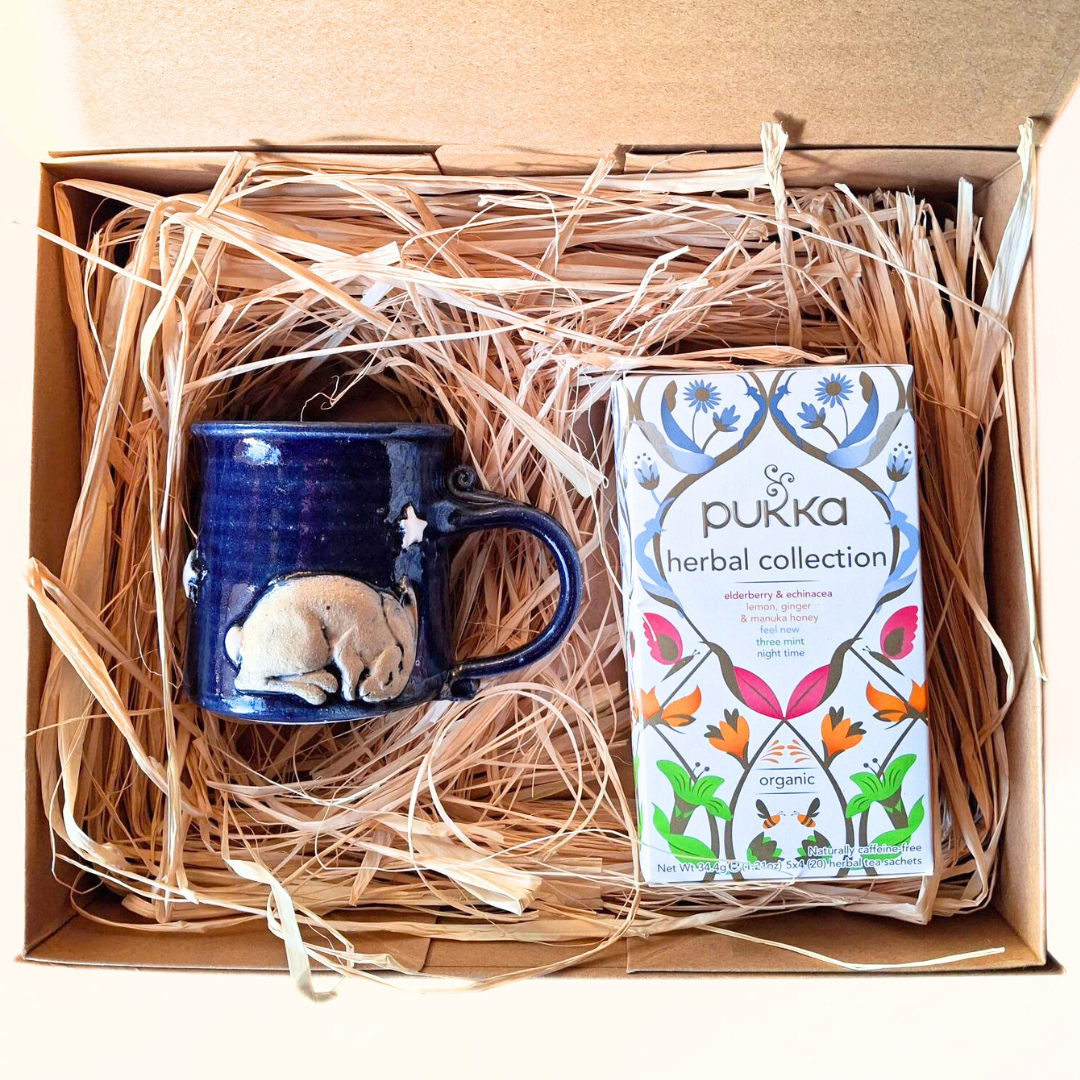 Sleeping Hare and Stars Stoneware Mug and Pukka Herbal Collection Organic Teas Gift Set