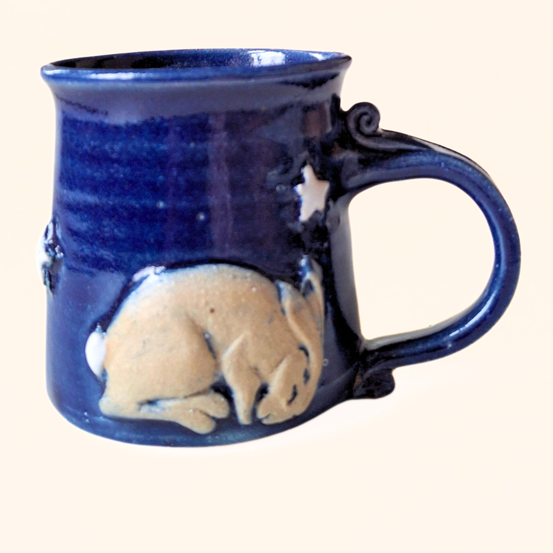 Sleeping Hare and Stars Stoneware Mug