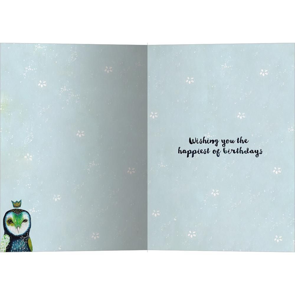 Happiness Owl Crown Birthday Card - Tree Free