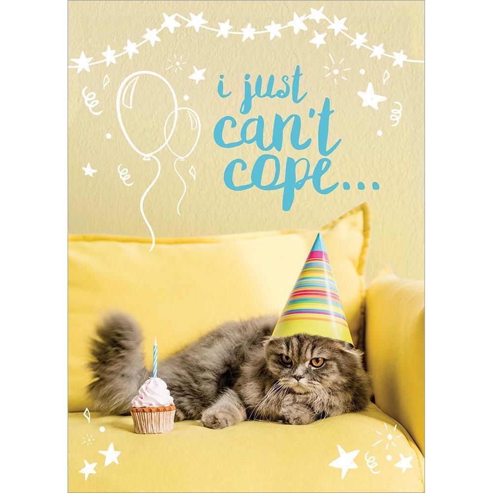 Can't Cope Cat Birthday Card - Tree Free