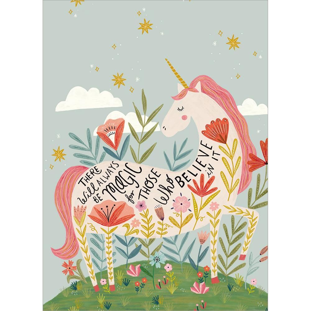 Magical Floral Unicorn Birthday Card - Tree Free