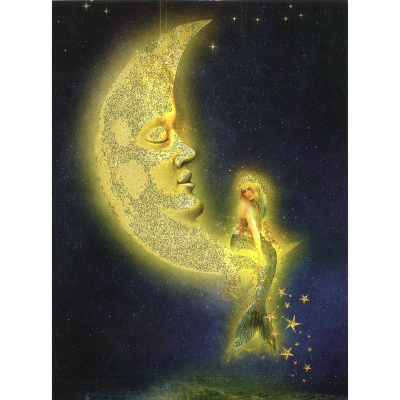 Mermaid on the Moon Greeting Card (Inspiring)