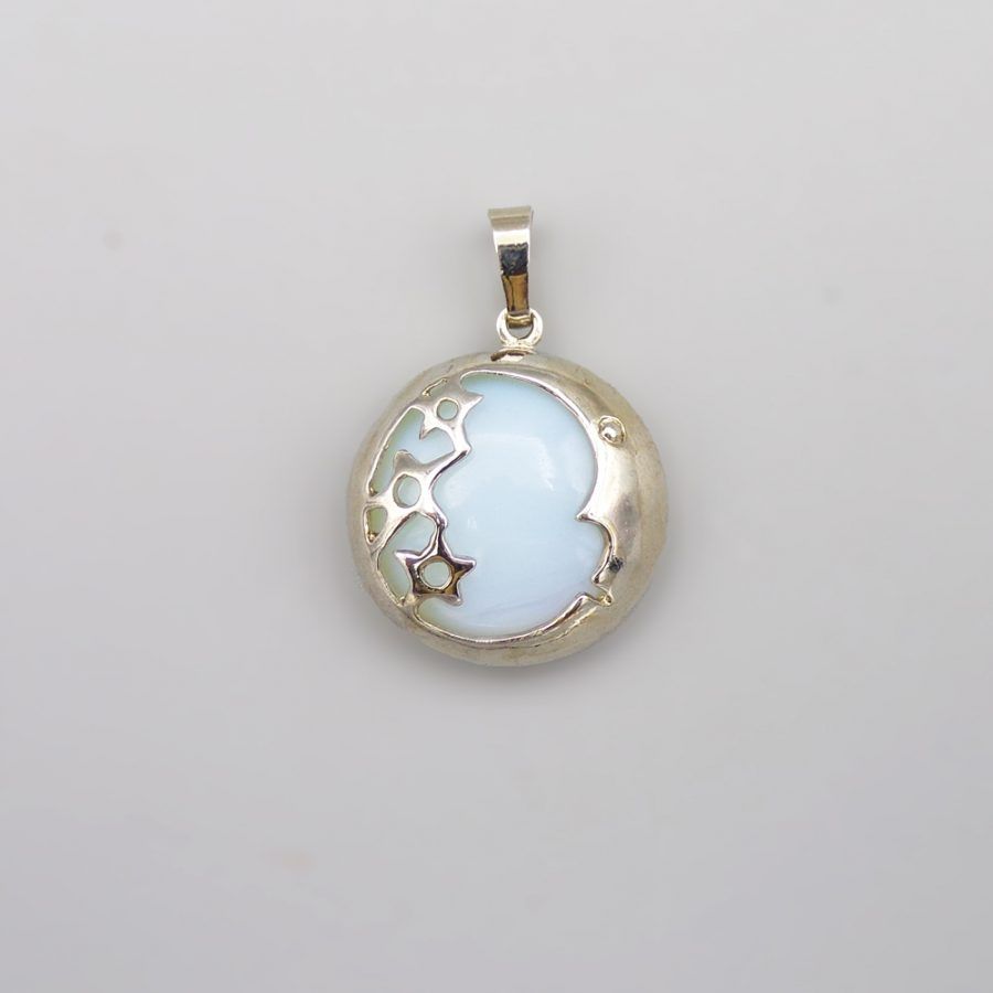 An Opalite Moon and Stars Pendant