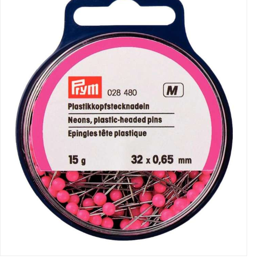 Plastic Headed Pins - Neon Pink - 0.65 x 32mm