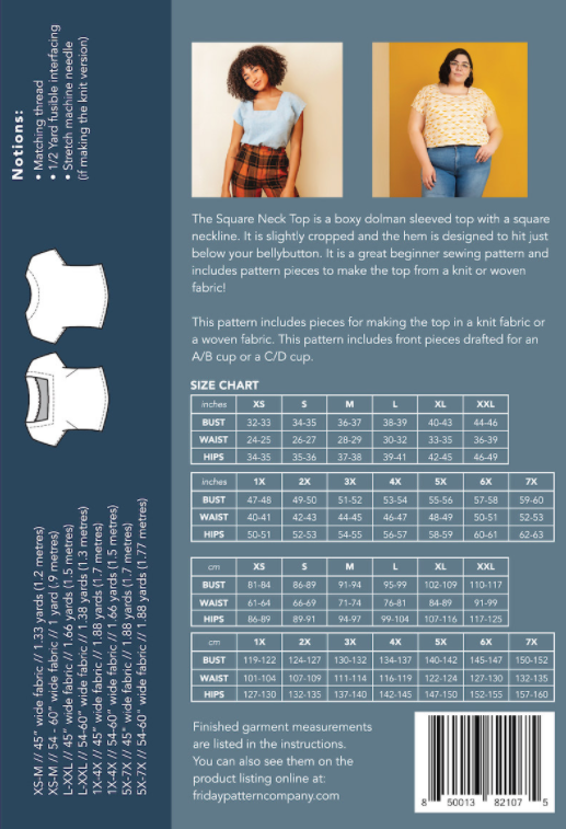 The Square Neck Top - Friday Pattern Company
