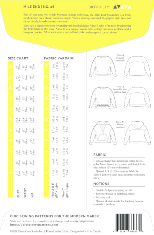 Mile End Sweatshirt - Closet Core Patterns