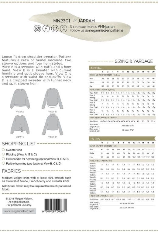 Jarrah Sweater - Megan Nielsen