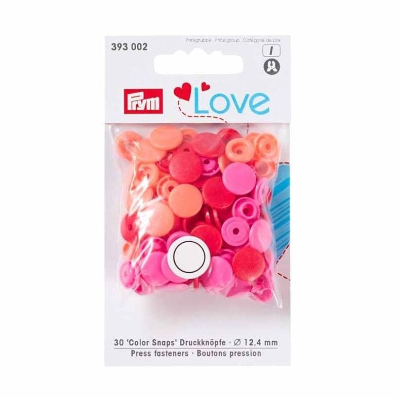 Prym Love Non-Sew Colour Snaps - Assorted Reds