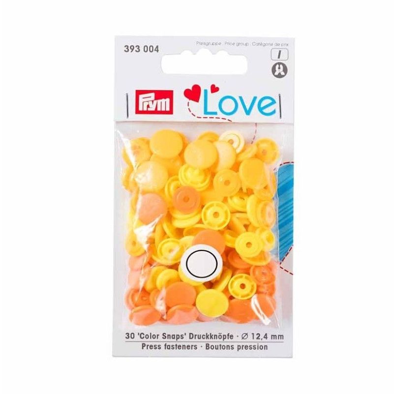 Prym Love Non-Sew Colour Snaps - Assorted Yellow