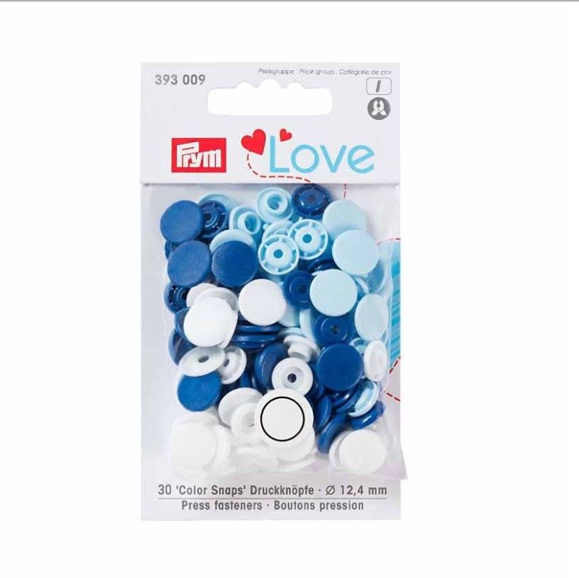 Prym Love Non-Sew Colour Snaps - Assorted Blues
