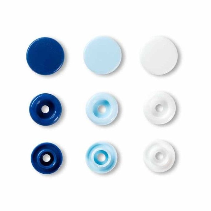 Prym Love Non-Sew Colour Snaps - Assorted Blues