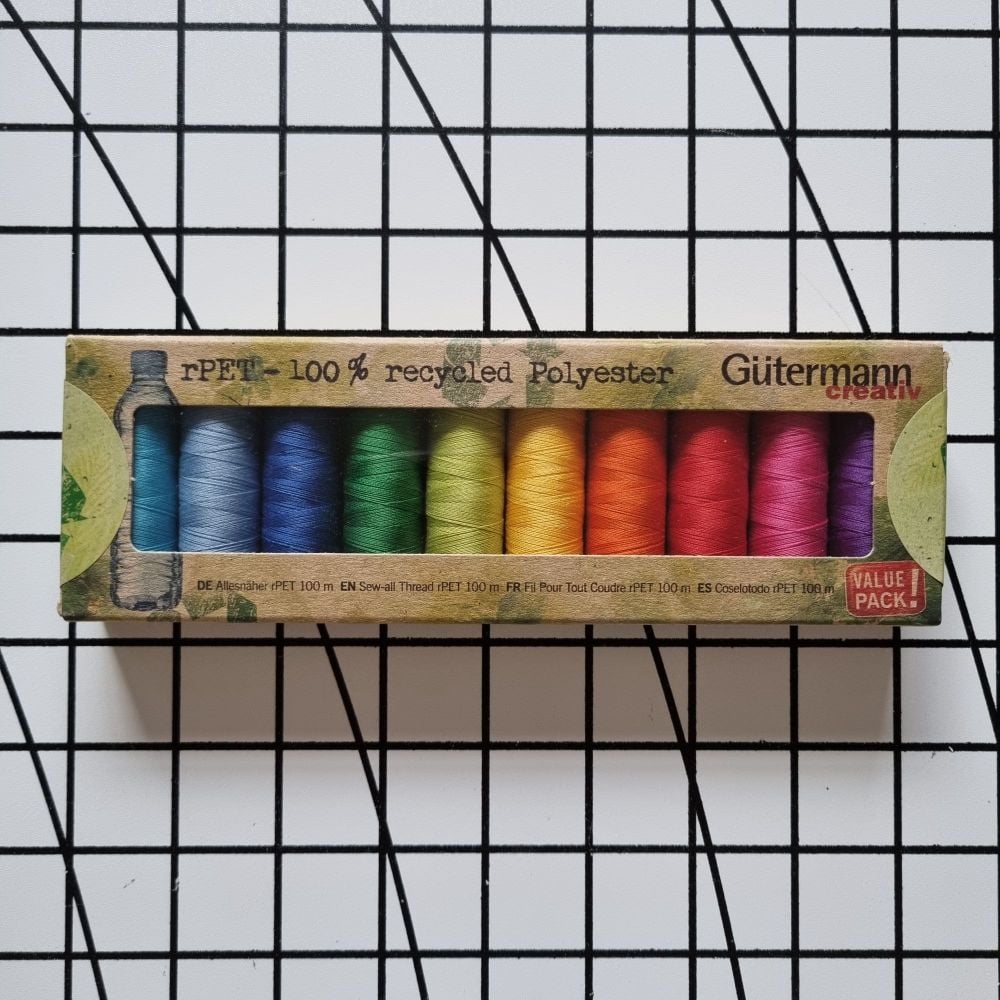 Gutermann Recycled Sew-All Polyester Sewing Thread - Assorted Rainbow Gift 