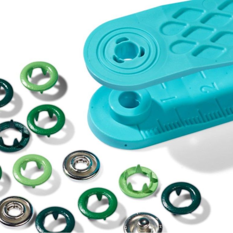 Prym Love Jersey Ring Press Fasteners & Tool - 8mm Greens