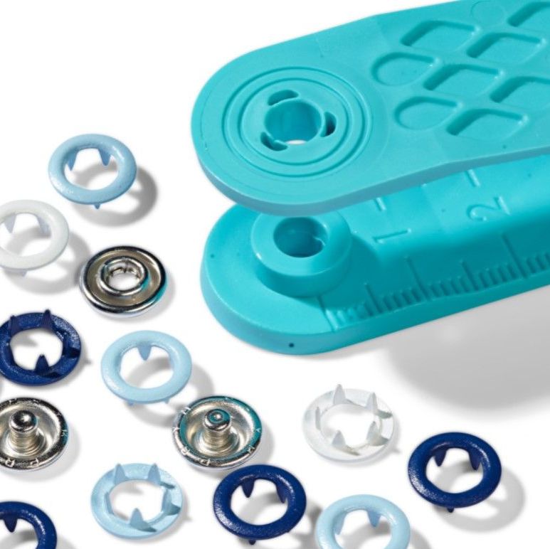 Prym Love Jersey Ring Press Fasteners & Tool - 8mm Blues
