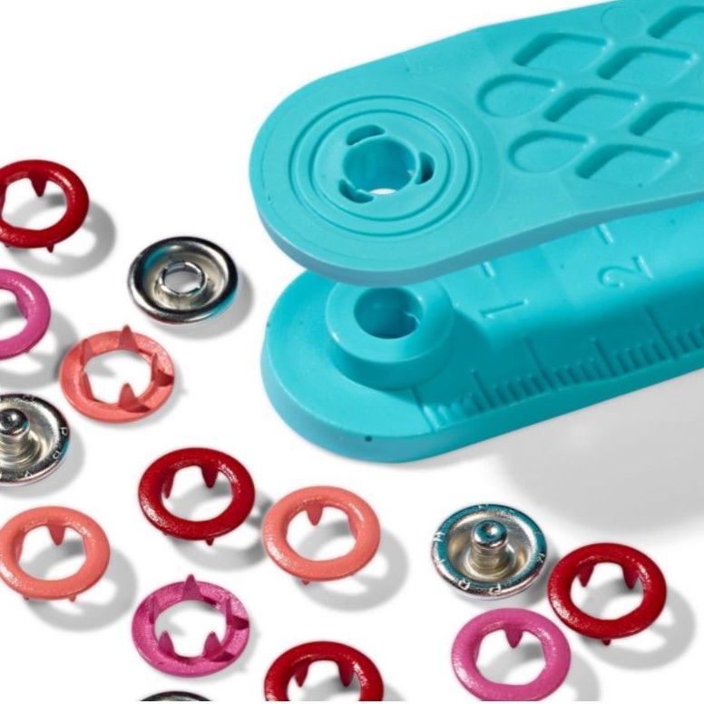 Prym Love Jersey Ring Press Fasteners & Tool - 8mm Reds/Pinks