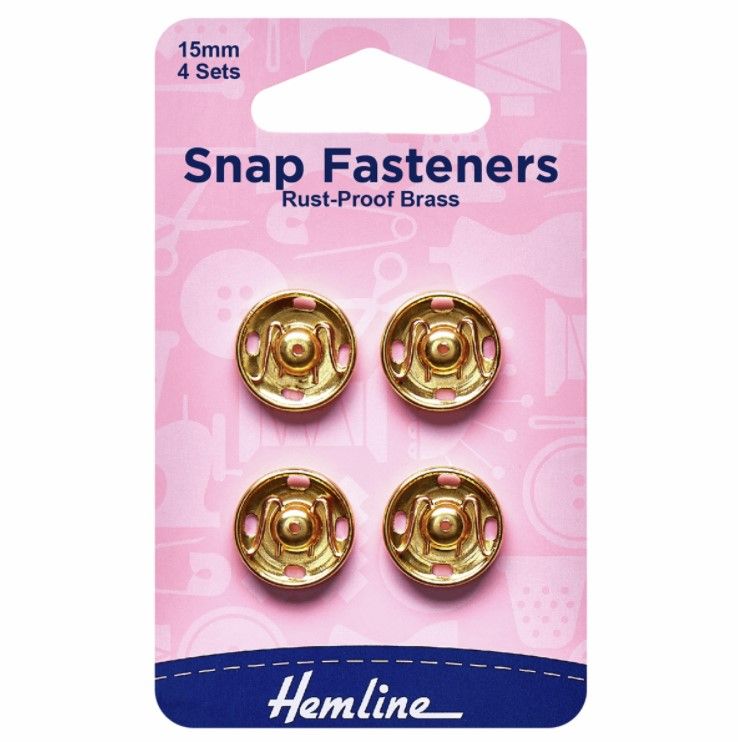 Metal Snap Fasteners - 15mm Gold