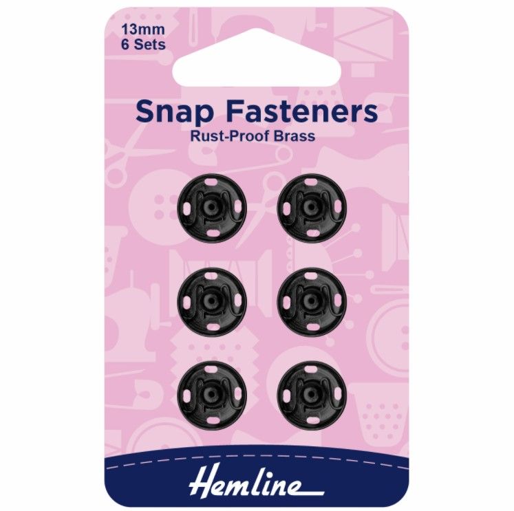 Metal Snap Fasteners - 13mm Black