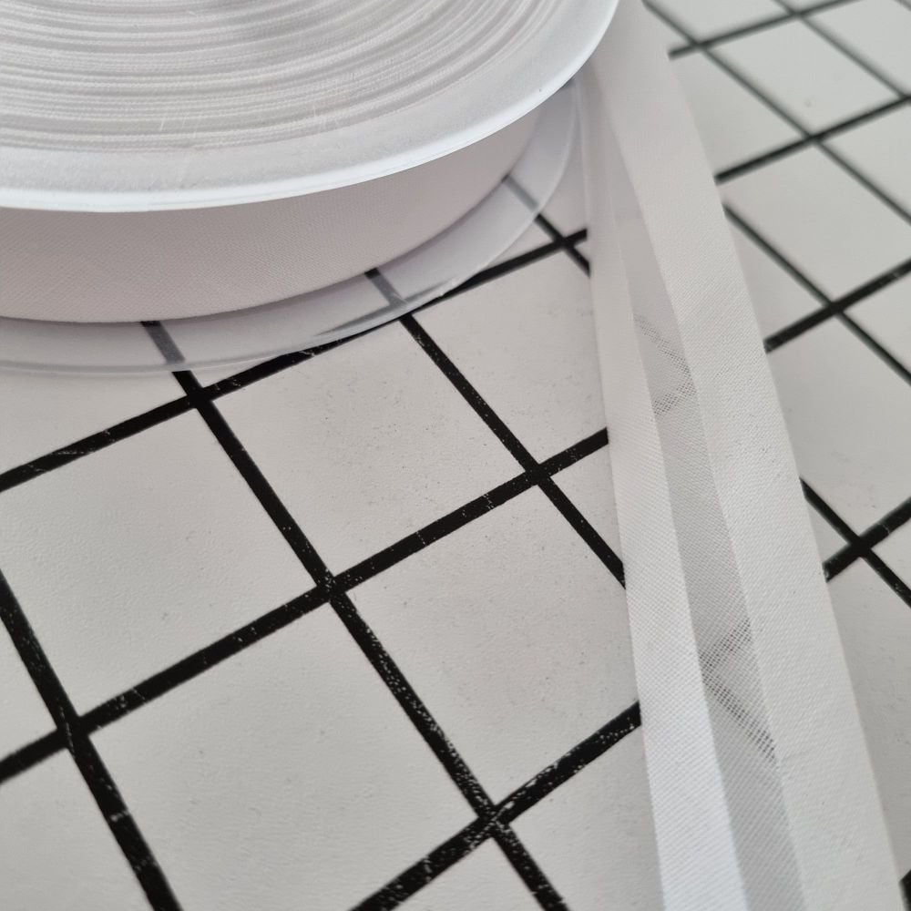 18mm Bias Binding - White
