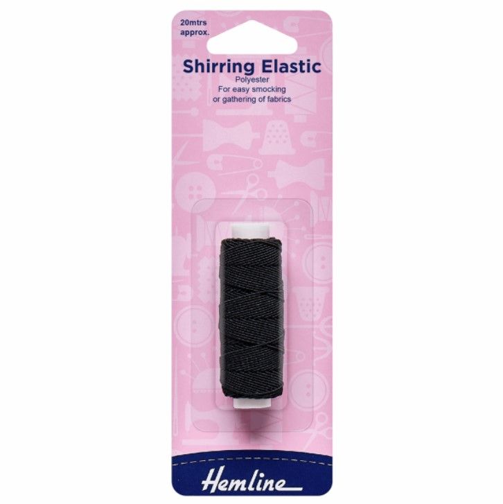 Shirring Elastic - Black - 20m x 0.75mm 