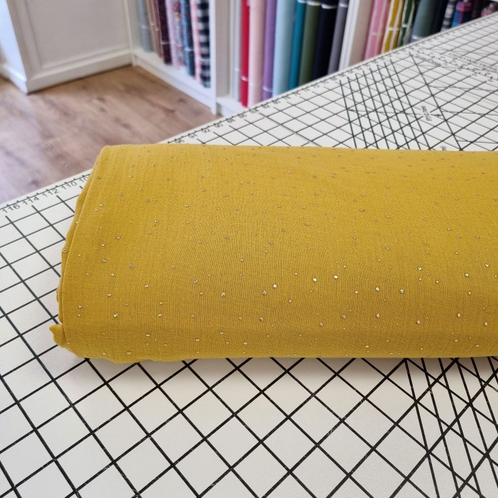 Gold Speckled Double Gauze - Mustard
