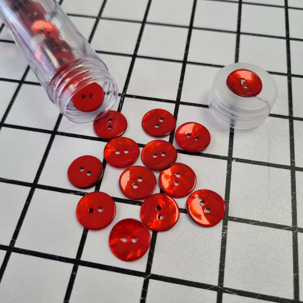 15mm Shell Buttons - Red