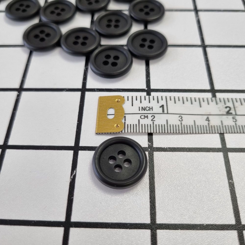 18mm 4 Hole Matte Buttons - Black