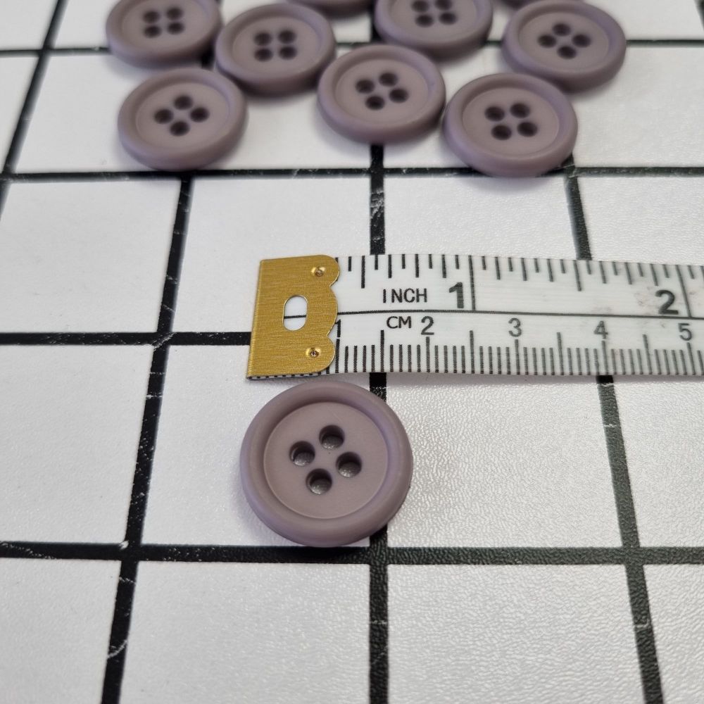 18mm 4 Hole Matte Buttons - Grey