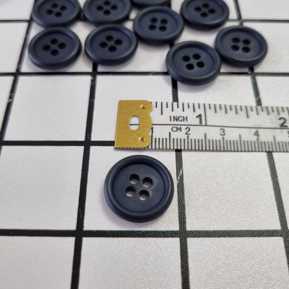 18mm 4 Hole Matte Buttons - Navy