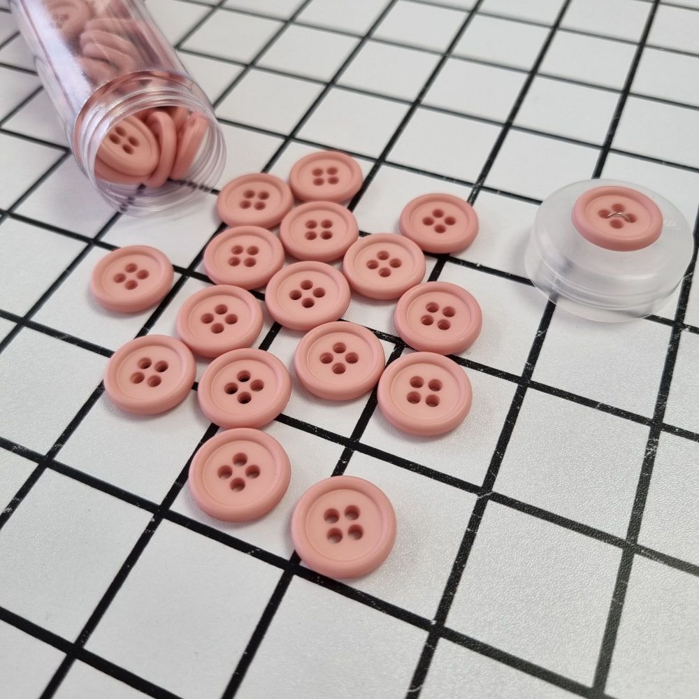 18mm 4 Hole Matte Buttons - Pink