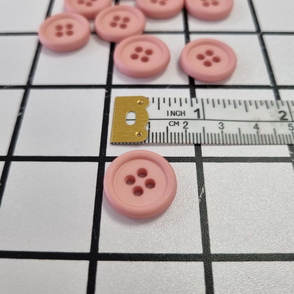 18mm 4 Hole Matte Buttons - Pink