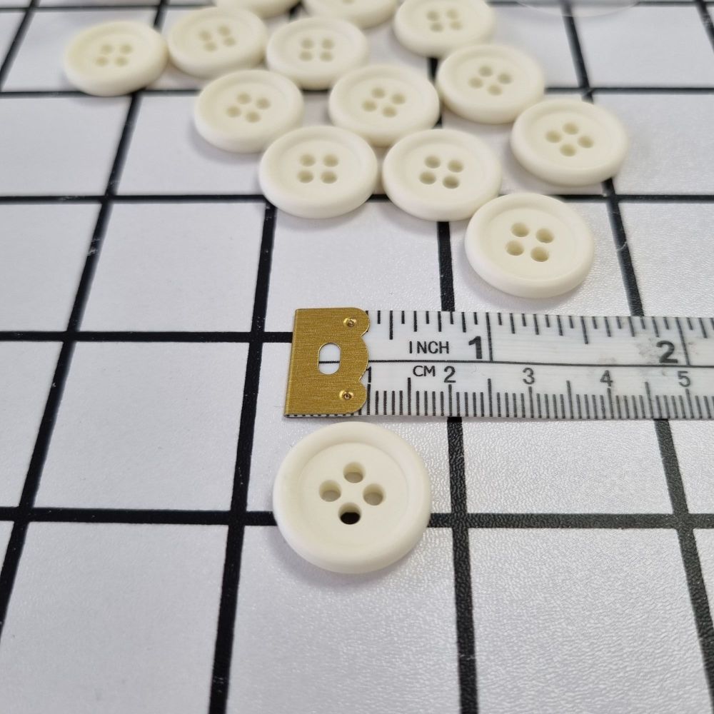 18mm 4 Hole Matte Buttons - Cream