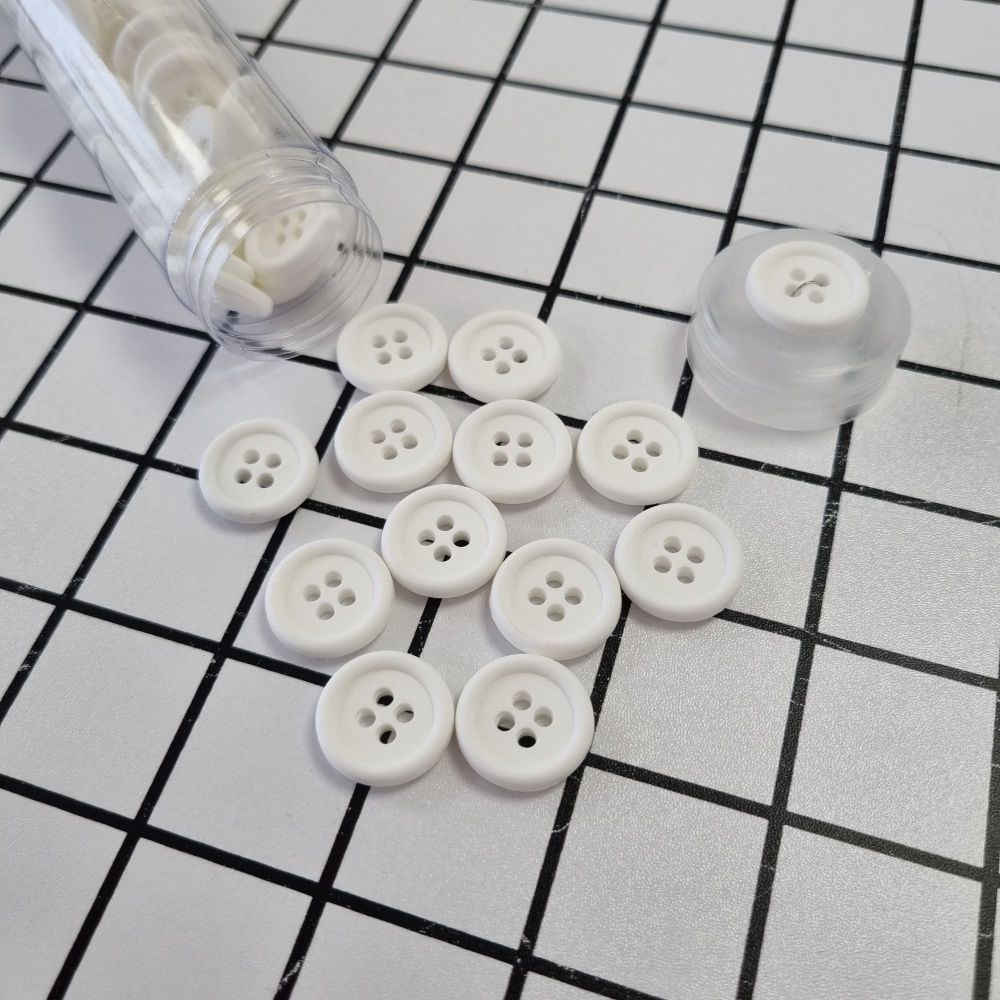 18mm 4 Hole Matte Buttons - White