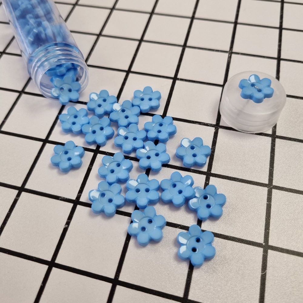15mm Flower Buttons - Blue