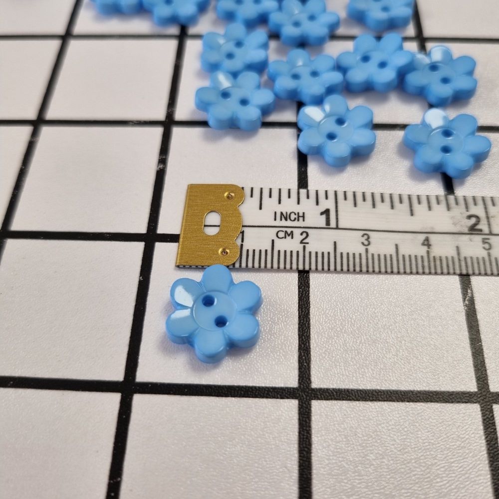 15mm Flower Buttons - Blue