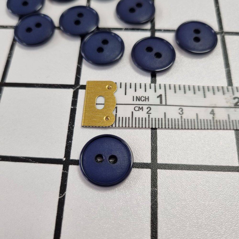 15mm 2 Hole Flat Top Buttons - Navy